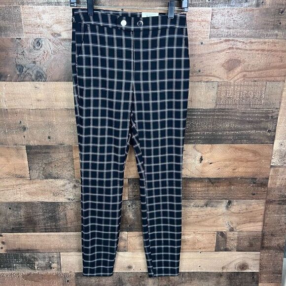 INC International Concepts Pants Black White Plaid Mid Rise Straight Leg Size 4 - Picture 12 of 13